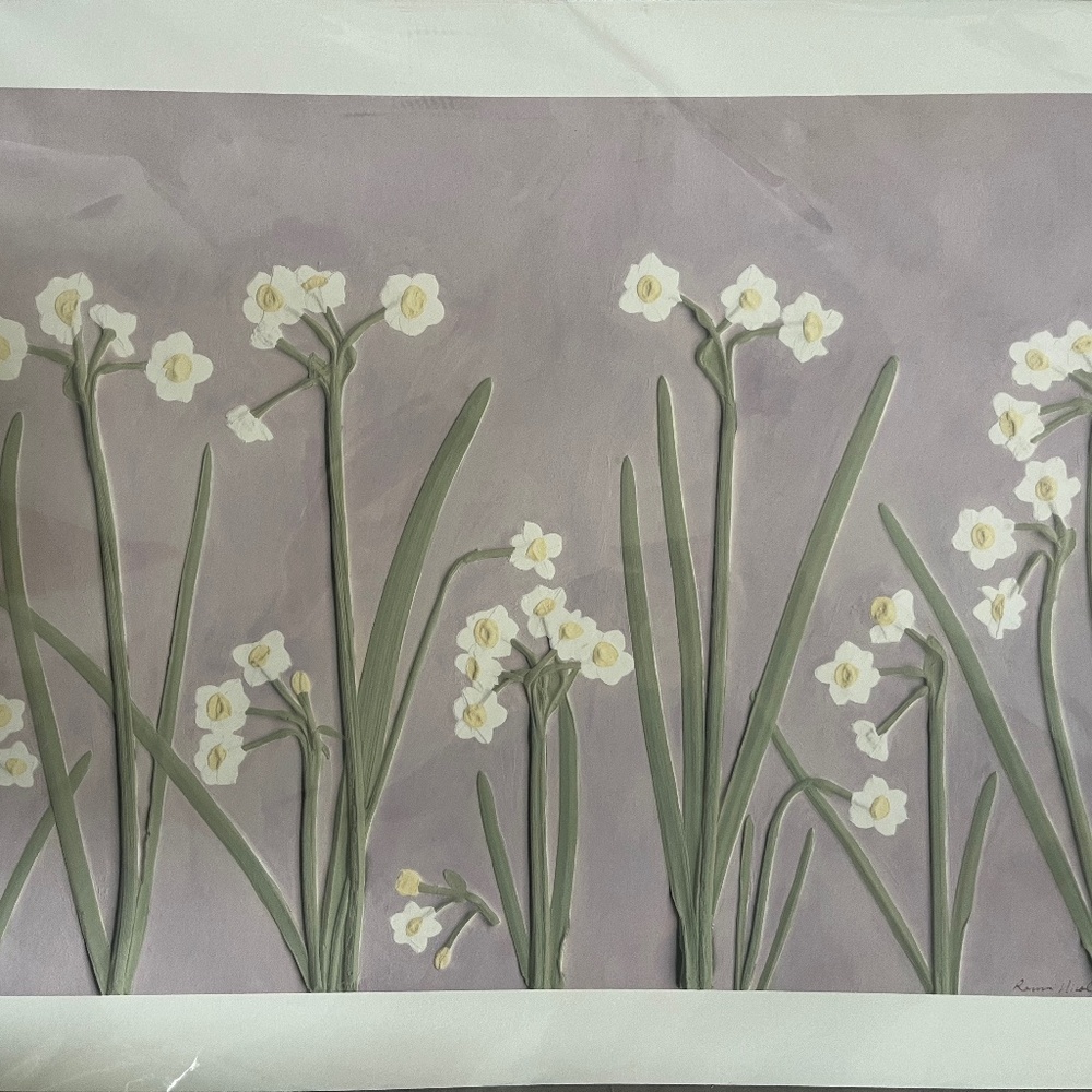 Wall Art Print - White Daffodils on Lavender Background